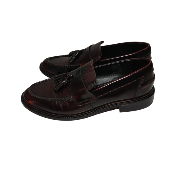Men's Burgundy and Black Tassel Loafers - Picture 3 of 9